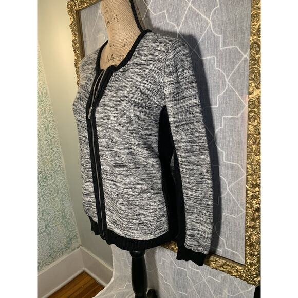 $170 Splendid NWOT Cable Knit top Cardigan Full Zip Sweater Sz L Relaxed B&W - Picture 2 of 5